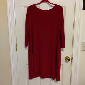 Effortless Style by Citiknits Women's Solid Red Long Sleeve Round Neck D…